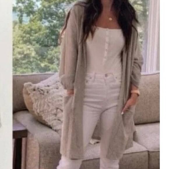 Anthropologie Sweaters - Anthropologie Donni Sandwash Ribbed Gray Duster Cardigan OSFA Loungewear Basic